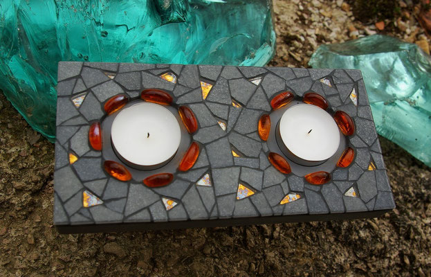 Bougeoir gris et orange - Sylvie Foisel-Guigues