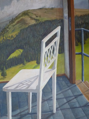 2011, Acryl auf Leinwand, 70x50 cm / Stuhl