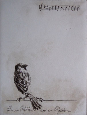 Vogel 1 / 2022/ Polymerradierung / 19,5x15cm