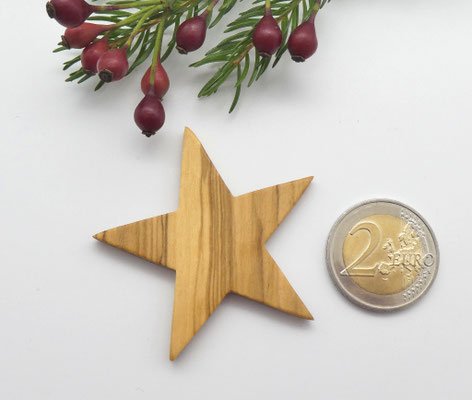 4 Holzsterne-Anhänger aus Olivenholz