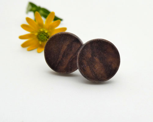 Ohrstecker aus Nussbaumwurzel 10mm