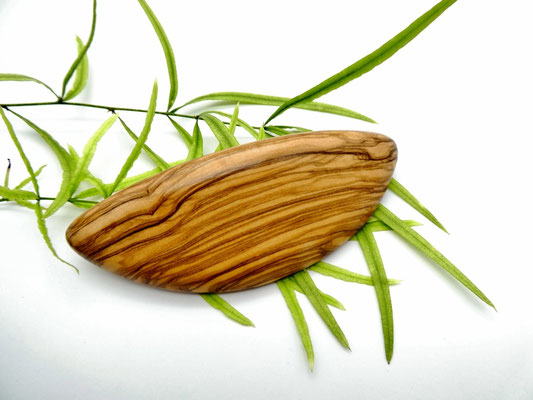 Haarspange aus Holz - Olivenholz & große Klammer