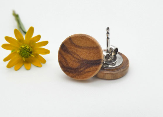 Holzohrstecker aus Olivenholz 12 mm