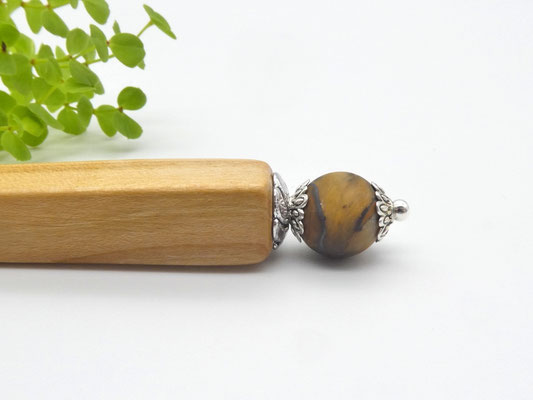 Haarstab aus Kirschholz & Tigerauge