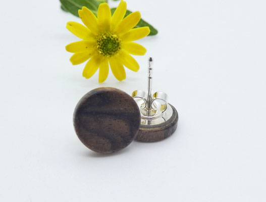 Ohrstecker aus Nussbaumwurzel 10mm