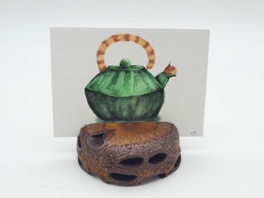 Kartenhalter/Wechselrahmen aus einem Banksiazapfen