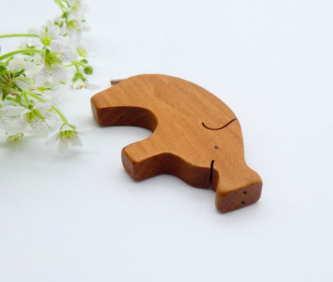 Schwein Magnet aus Apfelholz