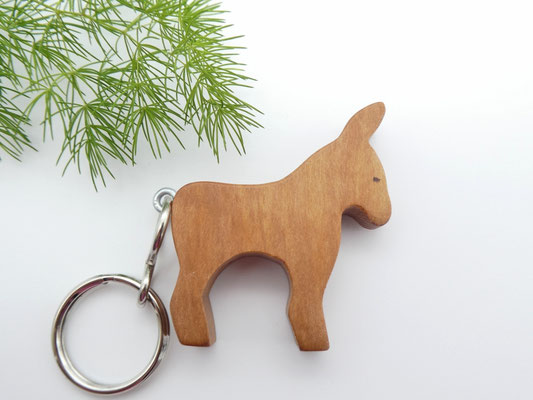 Schlüsselanhänger aus Holz - Esel aus Apfelbaum