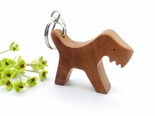Hund Schlüsselanhänger aus Apfelbaum
