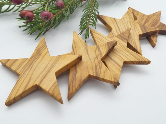 5 Weihnachtssterne aus Olivenholz