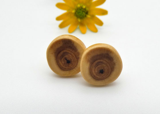 Mini-Ohrstecker aus Eibe, 8 mm