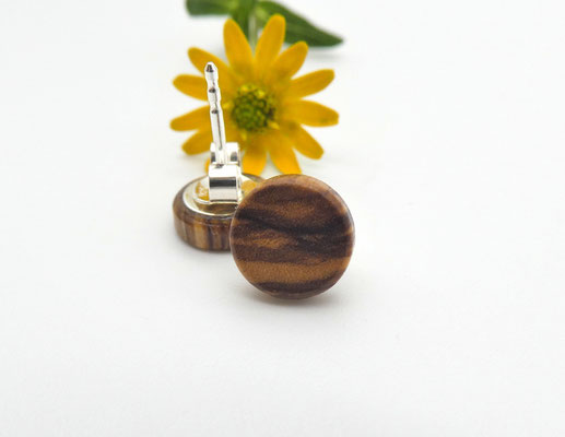 Mini-Ohrstecker aus Olivenholz, 8 mm