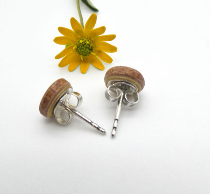 Ohrstecker aus einem Eibenholzast, 8 mm