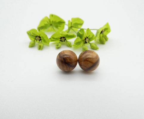 Ohrstecker aus Olivenholz, 8 mm