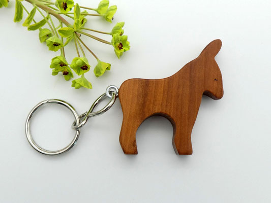 Schlüsselanhänger aus Holz - Esel aus Apfelbaum
