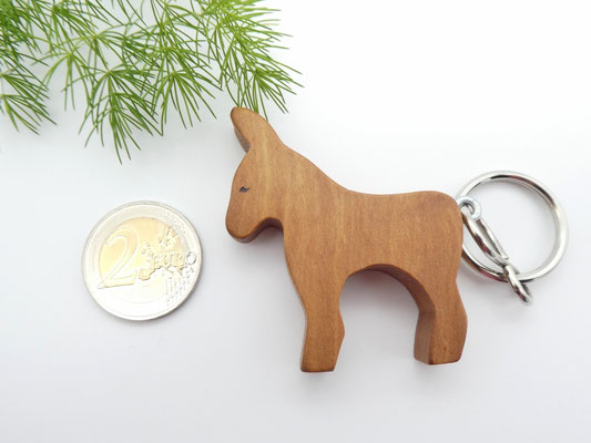 Schlüsselanhänger aus Holz - Esel aus Apfelbaum