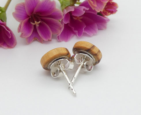 Mini-Ohrstecker aus Olivenholz 8 mm