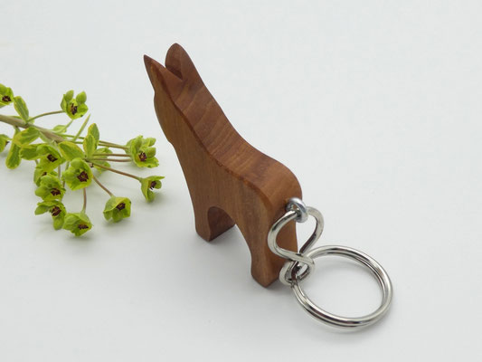 Schlüsselanhänger aus Holz - Esel aus Apfelbaum