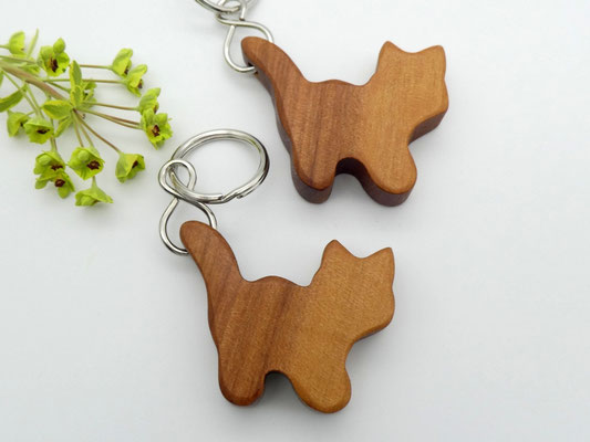 Schlüsselanhänger Katze aus Apfelbaum