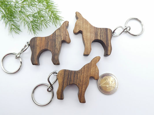Schlüsselanhänger Esel aus Holz - Walnuss