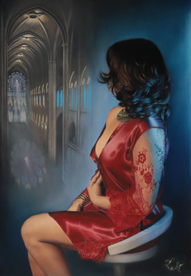 "Ô Notre Dame... qui détournerait son regard d'elle" 100 x 70 cm vendu