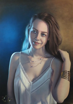 "La jeune fille aux perles" 70 x 50 cm 1500 euros