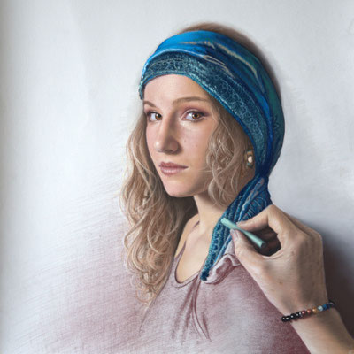 "Foulard bleu" 50 x 50 cm 900 euros