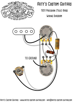 PREWIRED KIT 1951 PRECISION BASS - Arty's Custom Guitars 1959 fender precision bass wiring diagram 