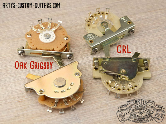 Arty's Custom Guitars prewired Kit with 3- or 5-Way Oak Grigsby or CRL Switch prewired Harness