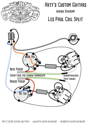 Arty's Custom Guitars LES PAUL COIL SPLIT PREWIRED HARNESS BUMBLE BEE  PREWIRED KIT  