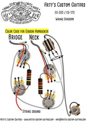 PREWIRED KIT Gibson ES-175 - Arty's Custom Guitars gibson es 175 wiring diagram 