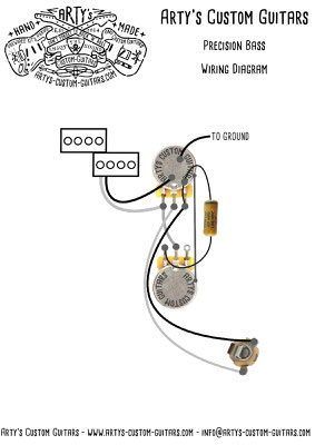 PRECISION BASS PREWIRED KIT PREWIRED HARNESS artys-custom-guitars.com 