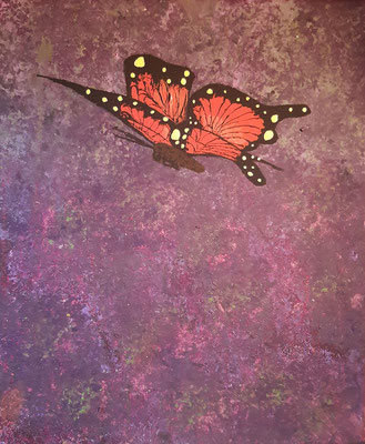 Schmetterling über Lavendelfeld Acryl auf  Keilrahmen 25 x 30 200,- / 2020