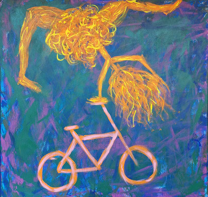 Pedalo - Up in the air  / 2025/ Acryl auf Leinwand / 80 x 80 