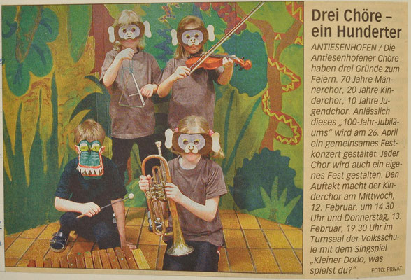 2003: Kleinder Dodo was Spielst du Musical der Kleinen  zum Jubiläum 100 Jahre Antiesenhofener Chöre