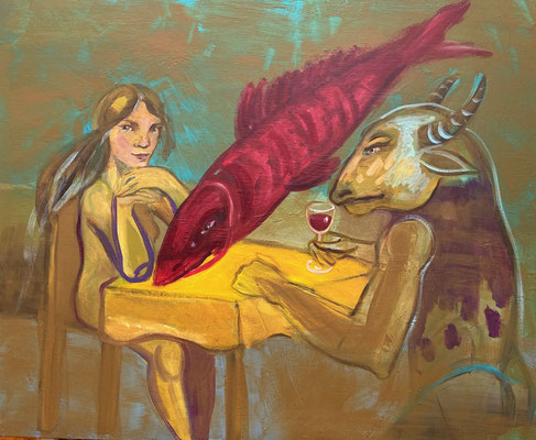 belle est la bete 2020 Öl auf Leinwand  80 x 100 cm