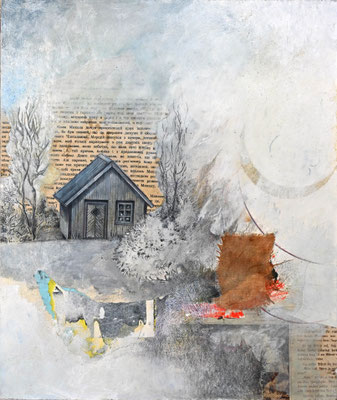 KYRILLS KINDHEIT 2018 Mixed Media auf Holz  38 x 32 x 1,2 cm