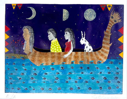 LE VOYAGE COSMIQUE 2024 Handgezogene Radierung; EA  50 x 65 cm