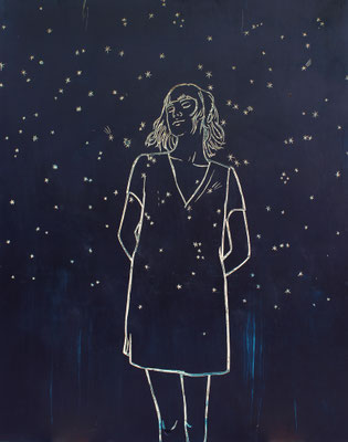 STERNENNACHT 2019 Acryl auf Sperrholzschnitt  180 x 140 cm