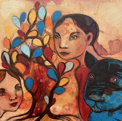 ENTRE LES FEUILLAGES // Im Laub 2024 Öl auf Leinwand 40 x 40 cm 