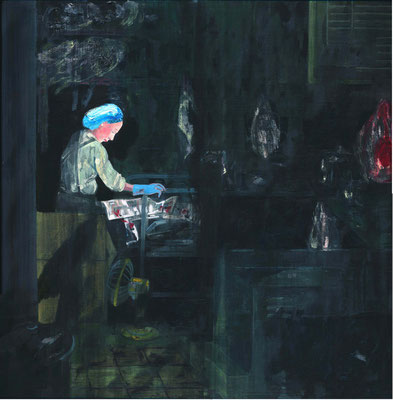 SCHLAFLOS XIII 2017 Öl auf Holz  40 x 40 cm