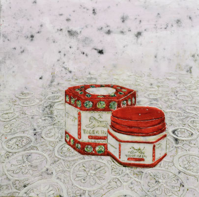 Tigerbalsam 2019 Paraffin + Öl auf Papier  40 x 40 cm