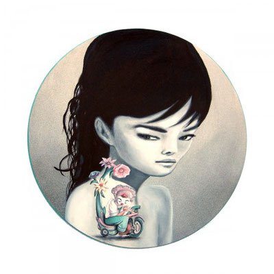 Ladies & Gentlemen 3, 2010, Öl auf Holz,  ø 25 cm