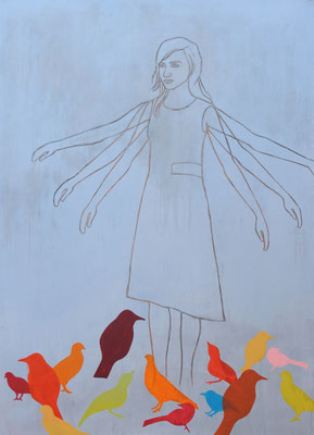 VÖGEL II 2009 Acryl auf Sperrholzschnitt 200 x 145 cm