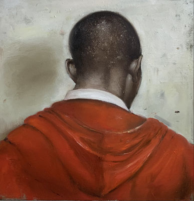 o.T. (man in red) 2021 Öl auf Leinwand 50 x 50 cm