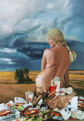Picknick 2022 Öl auf Leinwand 165 x 110