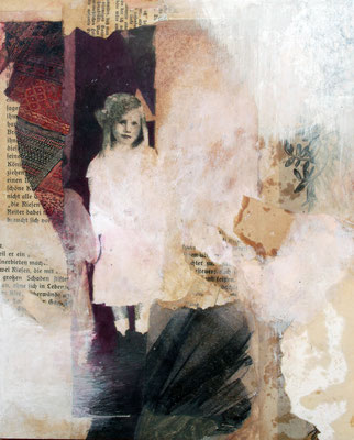 Lied der Ferne I 2009 Zeichnung / Kaseinfarbe / Collage / Wachs auf Holz 29 x 23,6 x 1 cm