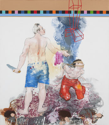 AKEDA, 2013, Mixed Media auf Leinwand, 150 x 130 cm