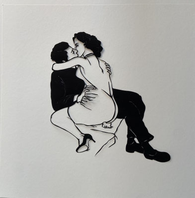 FRAUEN BRAUCHEN ABENTEUER: KUSS 2022 Scherenschnitt 40 x 40 cm