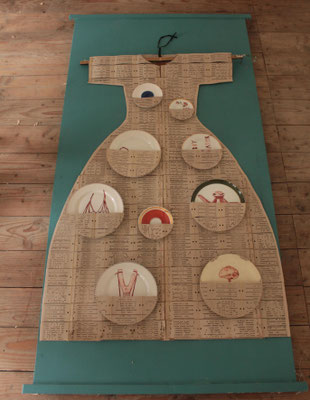 ÜBER DEN TELLERRAND 2021 Gewand-Installation -  Mixed Media   140 x 74 cm